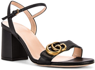 Gucci Leather Mid Heel Sandals in Black | FWRD