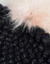 Thumbnail for your product : Urban Code Urbancode Soft Knitted Beanie Hat With Contrast Blush Pom Pom