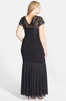 Thumbnail for your product : Betsy & Adam Lace Bodice Shutter Pleat Mermaid Dress (Plus Size)