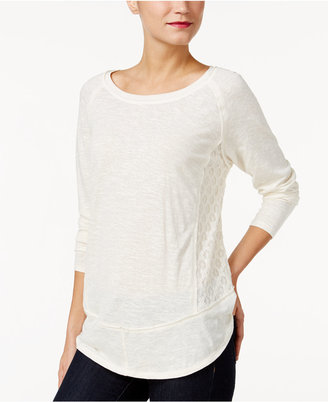 Style&Co. Style & Co Mixed-Media Raglan-Sleeve Top, Only at Macy's