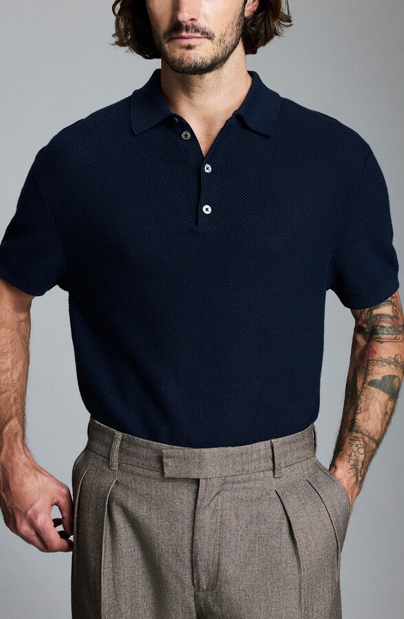Billy Reid Solid Cotton Piqué Polo Sweater ShopStyle