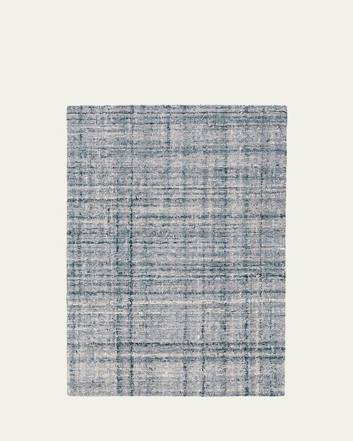 Annie Selke Harris Blue/Ivory Micro-Hooked Rug, 5' x 8'