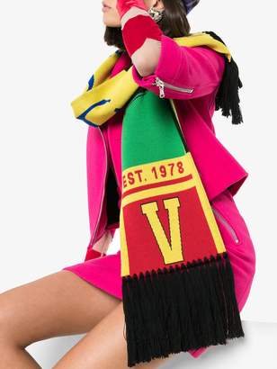 Versace fringed logo scarf