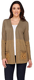 As Is LOGO by Lori Goldstein Open Front Cardigan with Embellishments