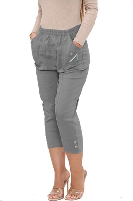 Style Lockers® Women's Capri Trousers - Ladies Cherry Berry Plain Cropped  3/4 Length Trouser Stretch Fit Elasticated Waist Summer Short Pants (Stone  - ShopStyle