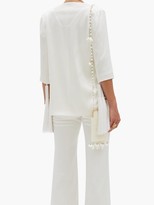 Thumbnail for your product : Galvan Sevilla Collarless Tassel-trimmed Crepe Jacket - White