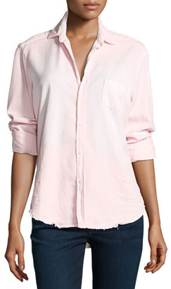 Frank And Eileen Eileen Long-Sleeve Distressed Italian Denim Shirt, Pink