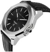Thumbnail for your product : Perry Ellis Unisex Decagon Black Leather Watch