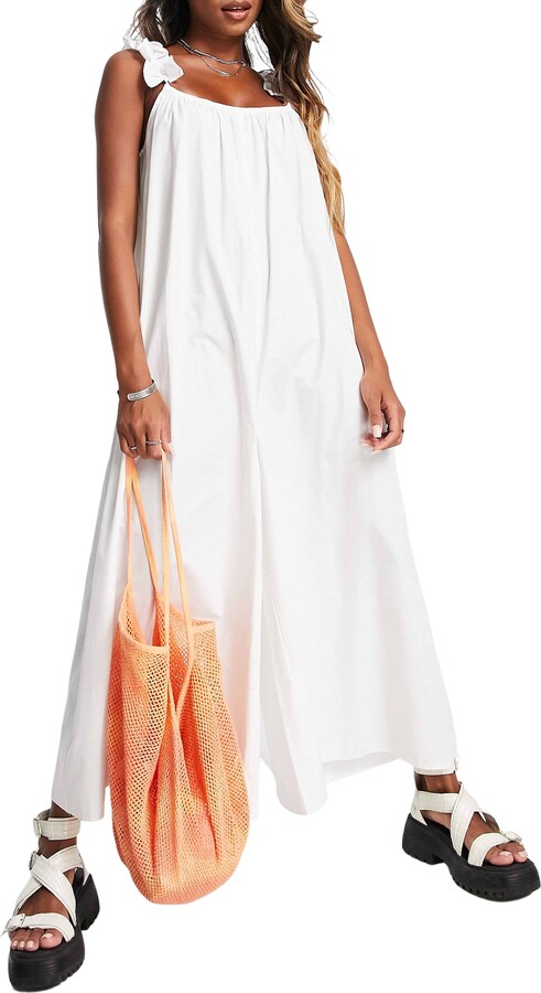 Topshop Frill Sleeve Cotton Palazzo Jumpsuit ShopStyle