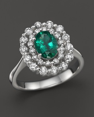 Bloomingdale's Emerald and Diamond Oval Ring in 14K White Gold