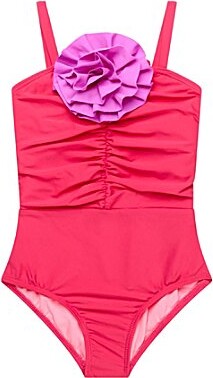 Beach Lingo Little Girls Sleeveless Rosette Trend One-Piece Swimsuit