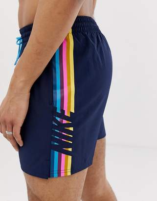 Nike Swimming super short swim shorts with retro stripe in navy NESS9445
