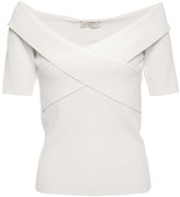 Thumbnail for your product : Sandro Galina Off-the-shoulder Crossover Ribbed-knit Top