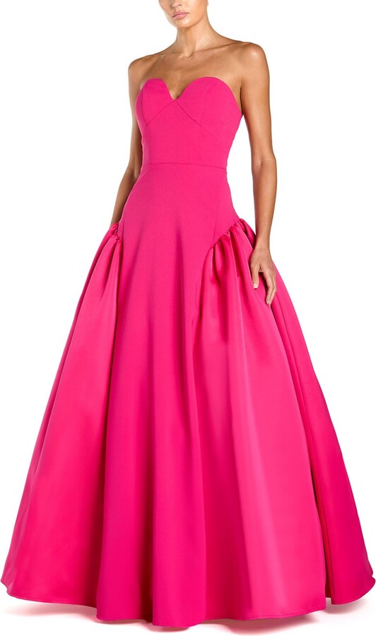 Mac Duggal Strapless Sweetheart Crepe Gown With Satin Skirt