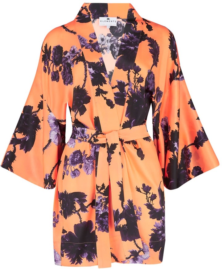 Klements Kimono In Melon Gothic Floral Print - ShopStyle Jackets