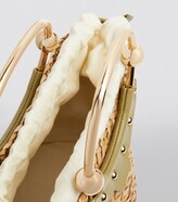 Thumbnail for your product : Claudie Pierlot Small Leather-Trim Raffia Basket Bag