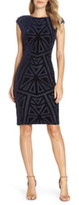 vince camuto velvet jacquard sheath dress