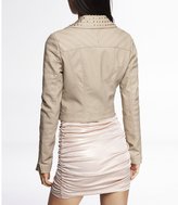 Thumbnail for your product : Express (Minus The) Leather Studded Cropped Moto Jacket