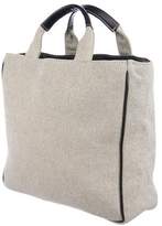 Thumbnail for your product : Lambertson Truex Leather-Trimmed Woven Tote