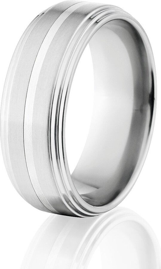 Etsy Cobalt Chrome 8mm Men's Wedding Band With Sterling Silver Inlay Made in Usa