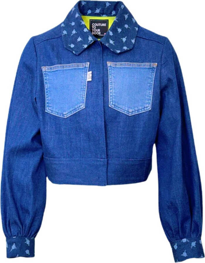 Couture to Your Door Blue / Neutrals Denim Utilitarian Upcycled Denim Jacket