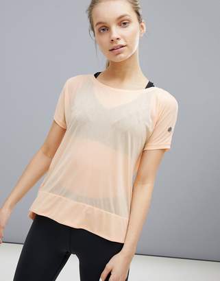 Asics Running Crop Front Tee In Apricot