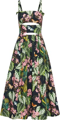 Oscar de la Renta Floral-Print Midi Dress