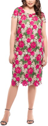 Xscape Evenings Plus Size Floral-Embroidered Sheath Dress