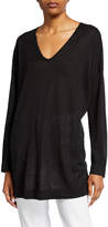 Thumbnail for your product : Eileen Fisher Petite V-Neck Long-Sleeve Organic Linen/Cotton Tunic Sweater