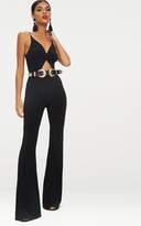 Thumbnail for your product : PrettyLittleThing Black Slinky Twist Front Thong Bodysuit
