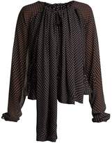 Thumbnail for your product : Loewe Polka-dot Ruched Blouse - Womens - Black White
