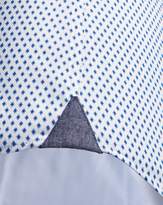 Thumbnail for your product : Charles Tyrwhitt Slim Fit Semi-Spread Collar Business Casual Diamond Print White and Blue Egyptian Cotton Dress Shirt Single Cuff Size 15.5/35