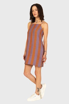 Back Beat Co. Linen Apron Mini Dress - Stripes (Brown)