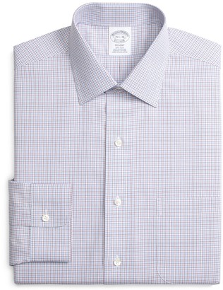 Brooks Brothers Regent Fitted Dress Shirt, Non-Iron Hairline Framed Check