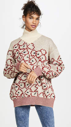 Toga Pulla Mohair Flower Jacquard Knit Pullover
