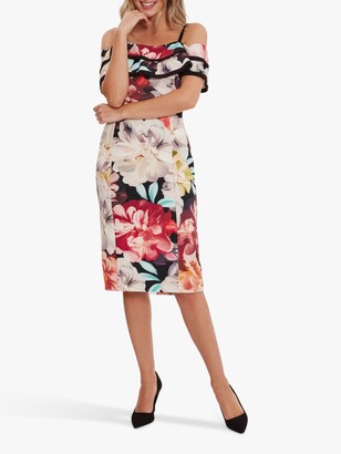 Gina Bacconi Amber Floral Print Scuba Dress, Multi