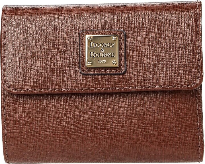 Dooney & Bourke Pebble Leather Small Flap Wallet - Caramel/Gold