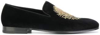 Alexander McQueen feather embroidered loafers