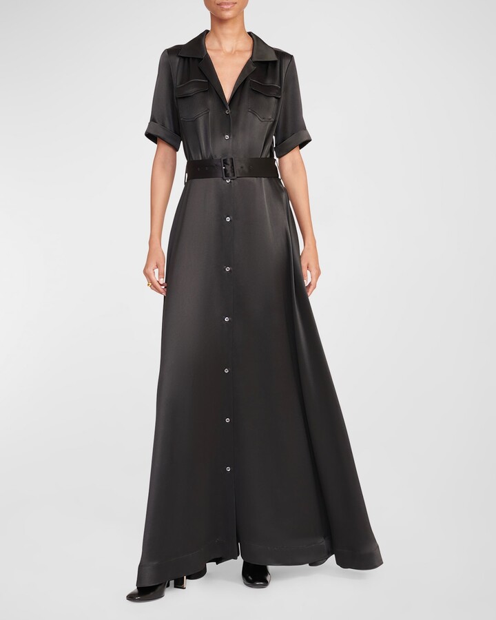 STAUD Millie Belted Short-Sleeve Maxi Dress