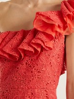 Thumbnail for your product : Giambattista Valli One-shoulder Ruffled Lace Mini Dress - Red