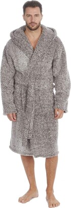 Evotex Trading Mens Frosted Sherpa Fleece Hooded Dressing Gown Robe Grey  Size XL - ShopStyle