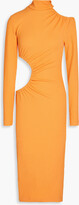 Thumbnail for your product : Rotate by Birger Christensen Ruched cutout ribbed jersey dress