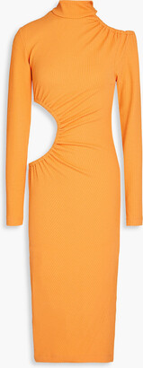 Rotate by Birger Christensen Ruched cutout ribbed jersey dress
