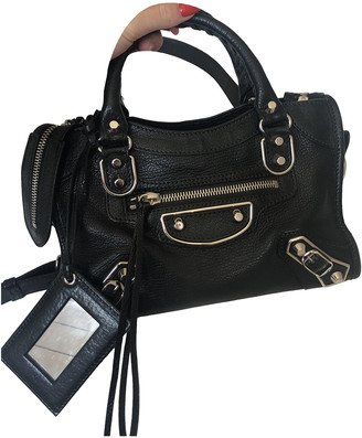 Balenciaga Classic Metalic Black Leather Handbags