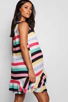 Thumbnail for your product : boohoo Maternity Rainbow Stripe Ruffle Smock Dress