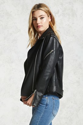 Forever 21 Faux Leather Moto Zip Jacket