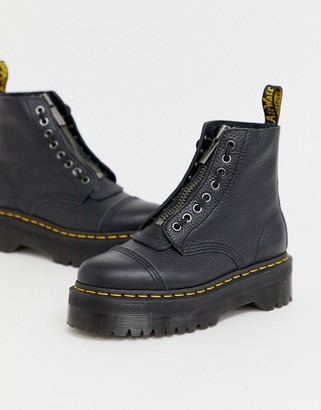 Dr. Martens Sinclair flatform zip leather boots in tumbled black - ShopStyle