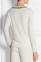 Thumbnail for your product : Equipment Cecile embellished wool and cashmere-blend sweater