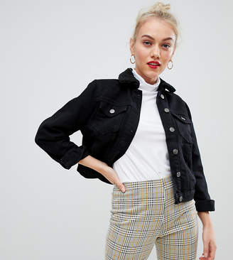 New Look Petite borg lined jacket in black