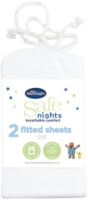 Silentnight Pack Of 2 Jersey Fitted Cot Sheets